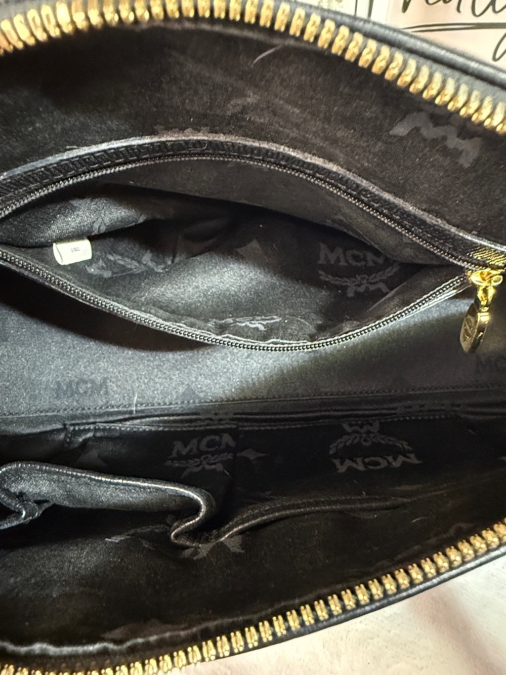 MCM Vintage Black Leather Boston Satchel Barrel Bag Made in Korea Authentic - Picture 14 of 17